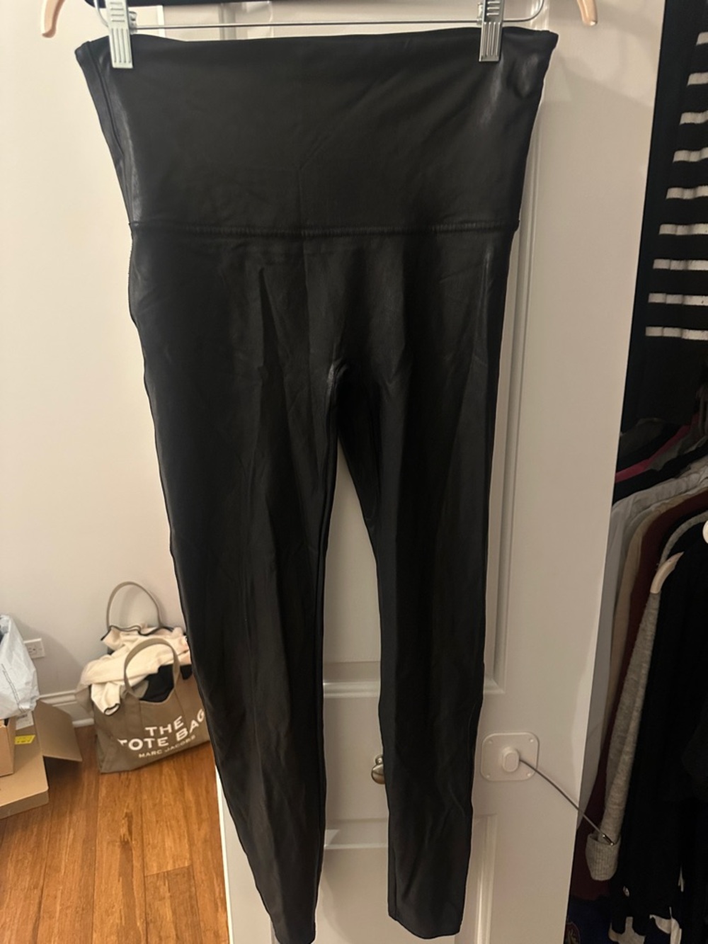 SPANX Black High-Waist Faux Leather-Look Leggings